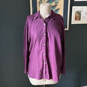 Coldwater Creek Plum Button-Down Shirt